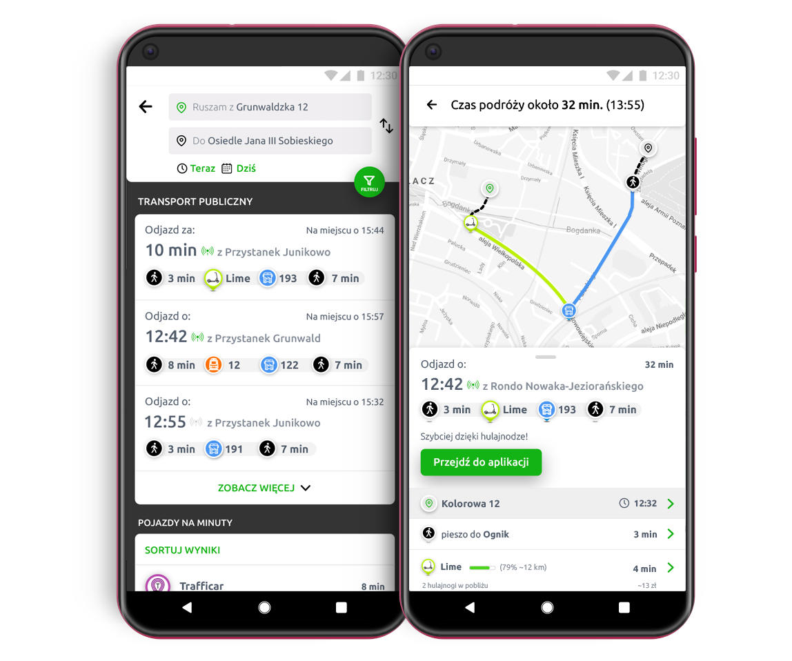 Aplikacja take&drive zmienia się w planer podróży łączący komunikację miejską z pojazdami na minuty