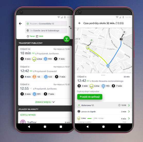 Aplikacja take&drive zmienia się w planer podróży łączący komunikację miejską z pojazdami na minuty