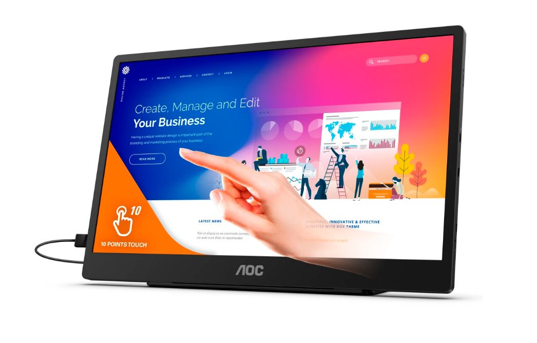 AOC 16T2: przenośny monitor/powerbank z 10-punktowym panelem dotykowym