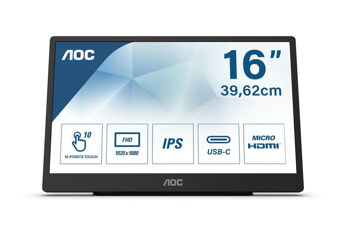 AOC 16T2: przenośny monitor/powerbank z 10-punktowym panelem dotykowym