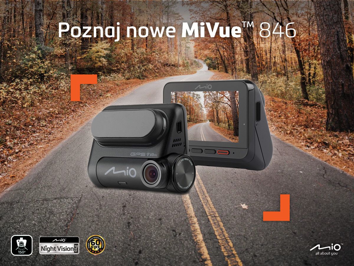 Mi Vue 846 - nowy rejestrator Mio z odcinkowym pomiarem prędkośc