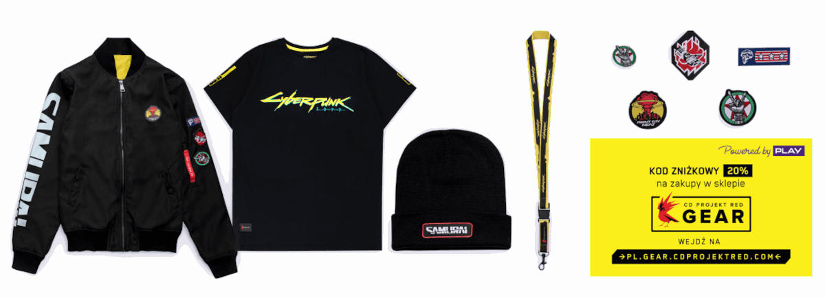 Play prezentuje specjalną ofertę z okazji premiery gry Cyberpunk 2077. Startery, kurtki i inne gadżety
