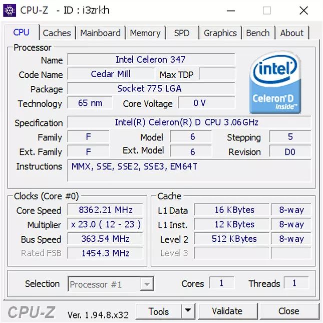 Taktowanie procesora 8.36 GHz jest możliwe. Na modelu z... 2006 roku
