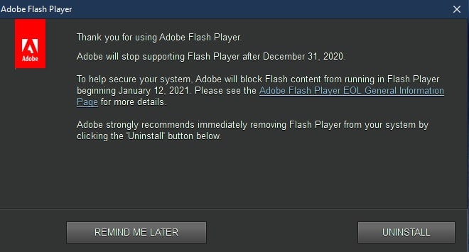Adobe poleca odinstalowanie Flasha