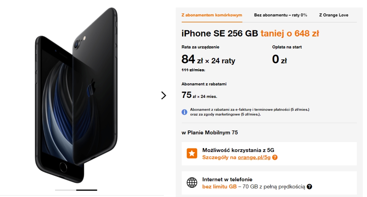 Oferta tygodnia Orange: iPhone SE 256 GB taniej nawet o 648 zł