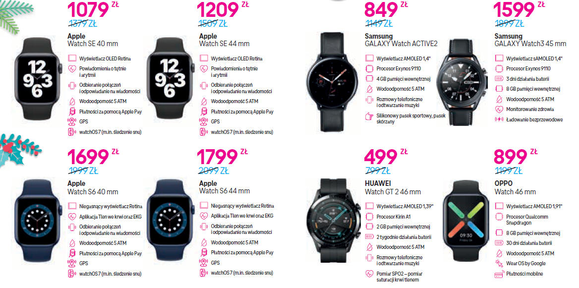 T-Mobile: świąteczne smartwatche ze zniżką 300 zł: Apple, Oppo, Samsung, Huawei...