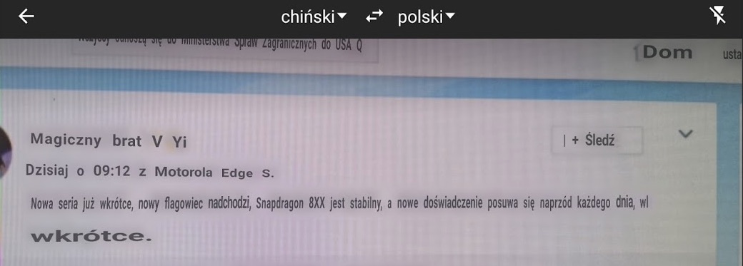 Motorola Edge S dostanie Snapdragona z serii 800
