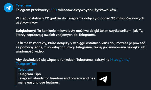 Telegram zamiast WhatsApp – już 500 mln użytkowników!