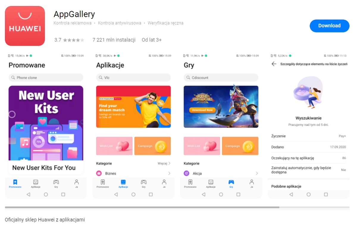 Huawei wprowadza nowy interfejs do sklepu AppGallery