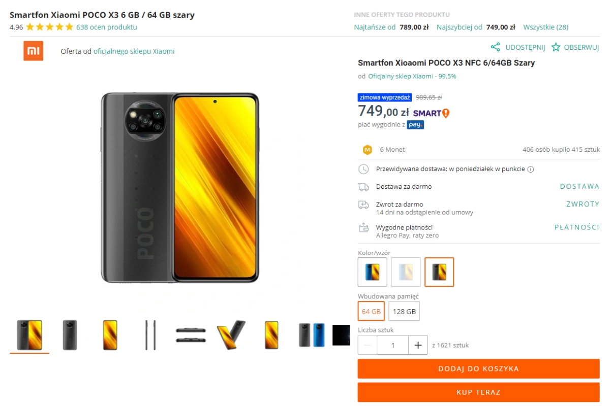 Xiaomi Poco X3 NFC w bardzo atrakcyjnej cenie