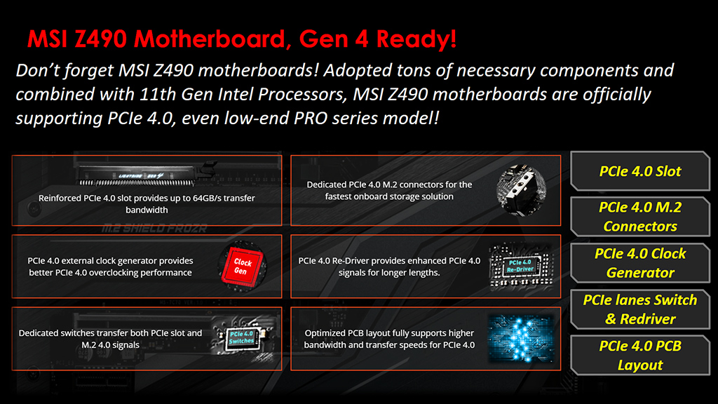 MSI potwierdza - płyty główne Z490 z obsługą PCIe 4.0
