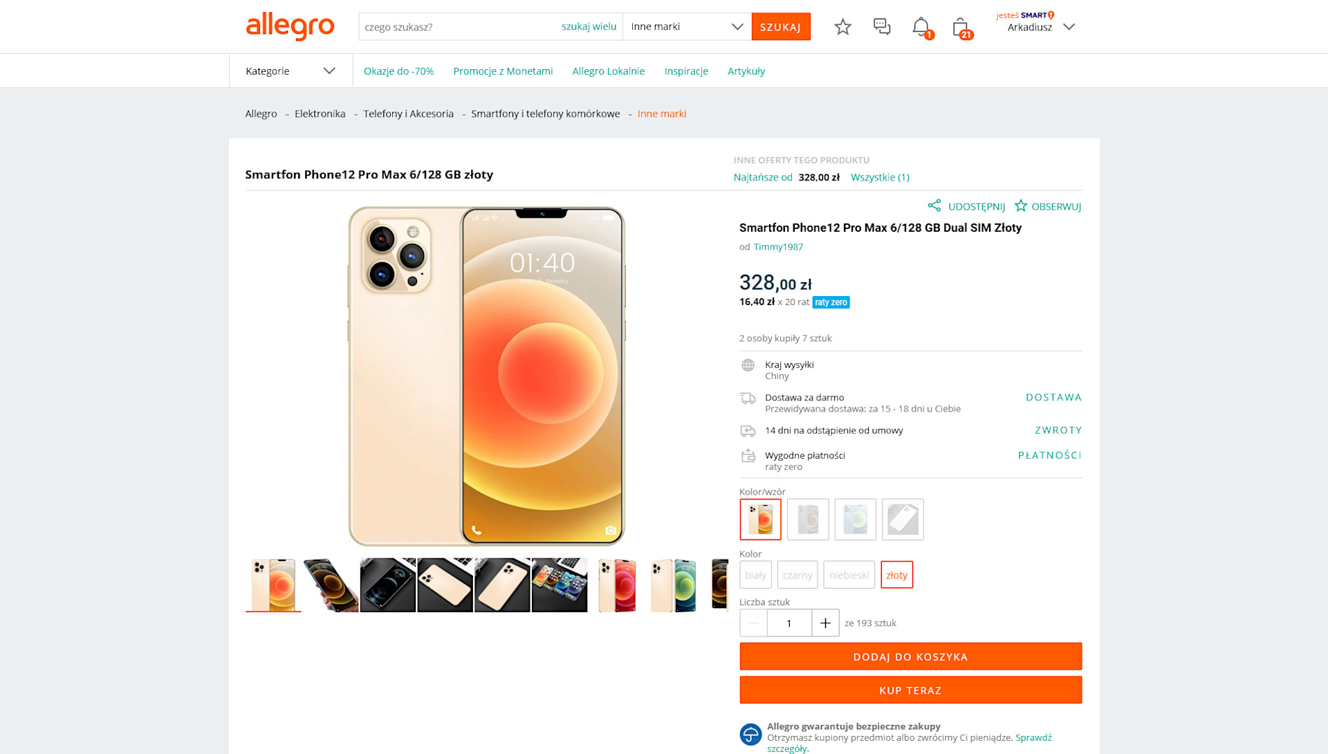 Allegro reklamuje podróbki telefonów... bo inni też tak robią