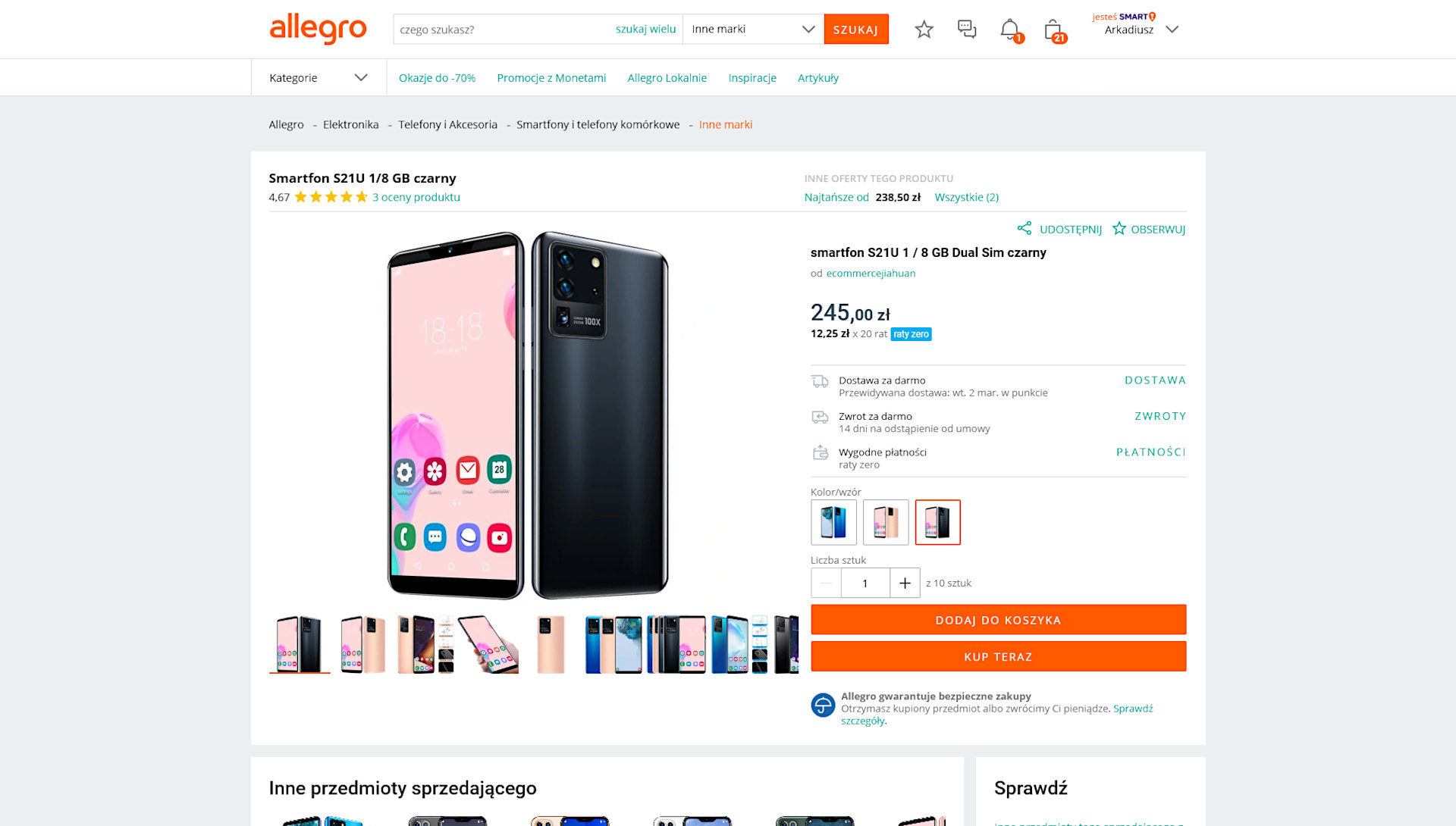 Allegro reklamuje podróbki telefonów... bo inni też tak robią