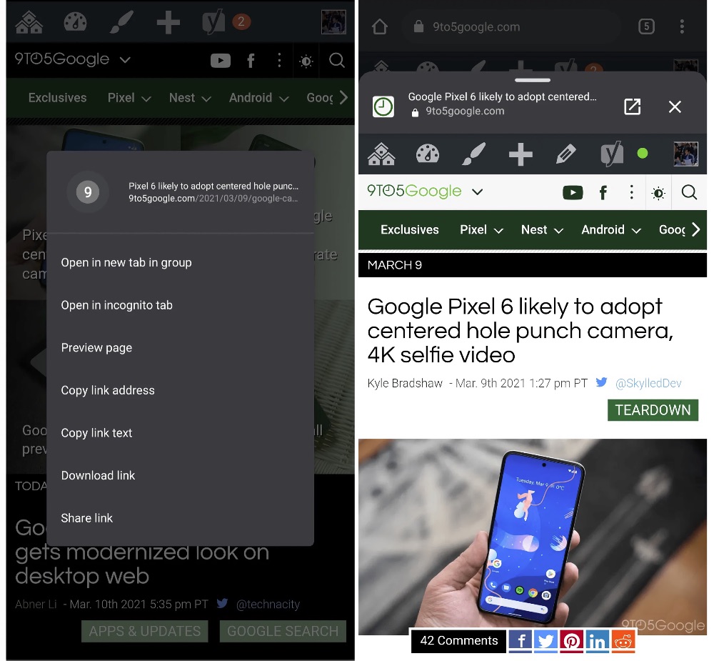 Google Chrome dla Androida: taki podgląd strony przed otwarciem nie ma sensu