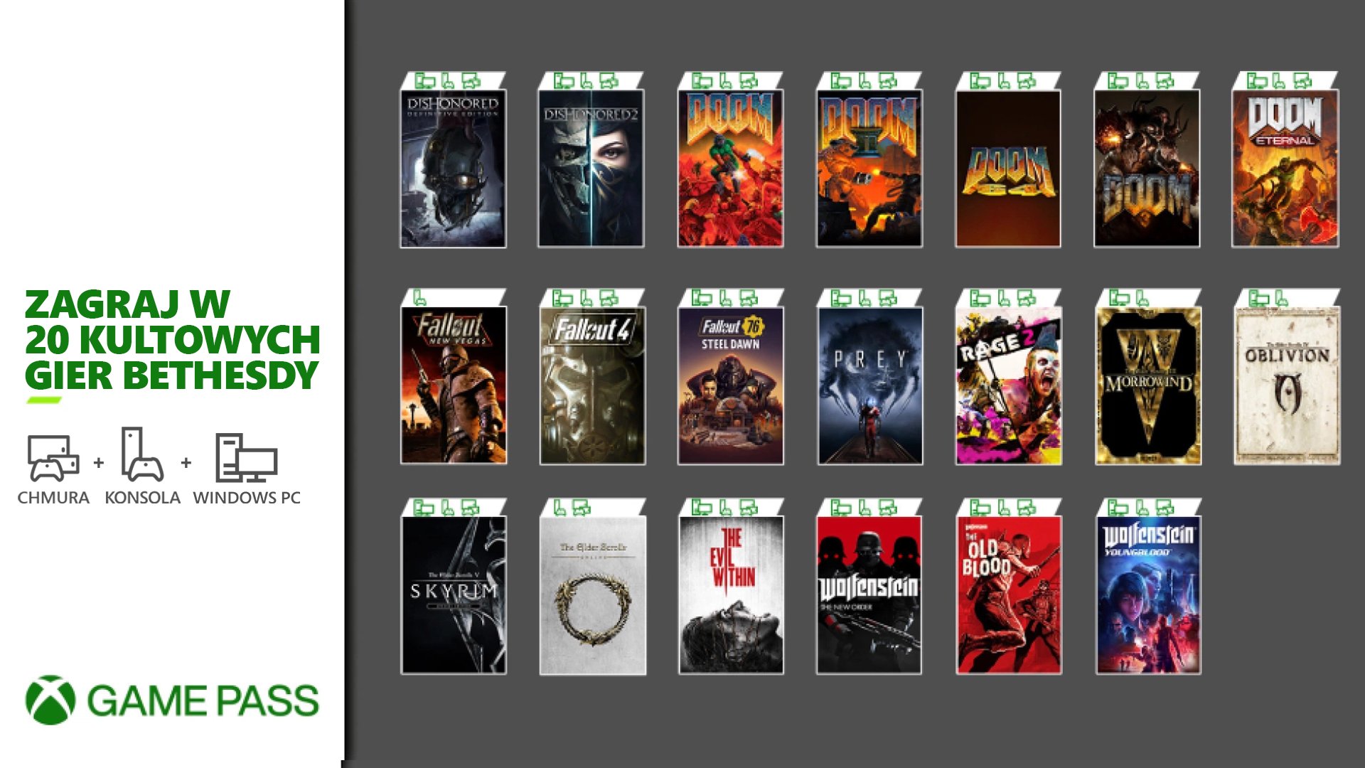 Od piątku aż 20 gier Bethesdy w Xbox Game Pass