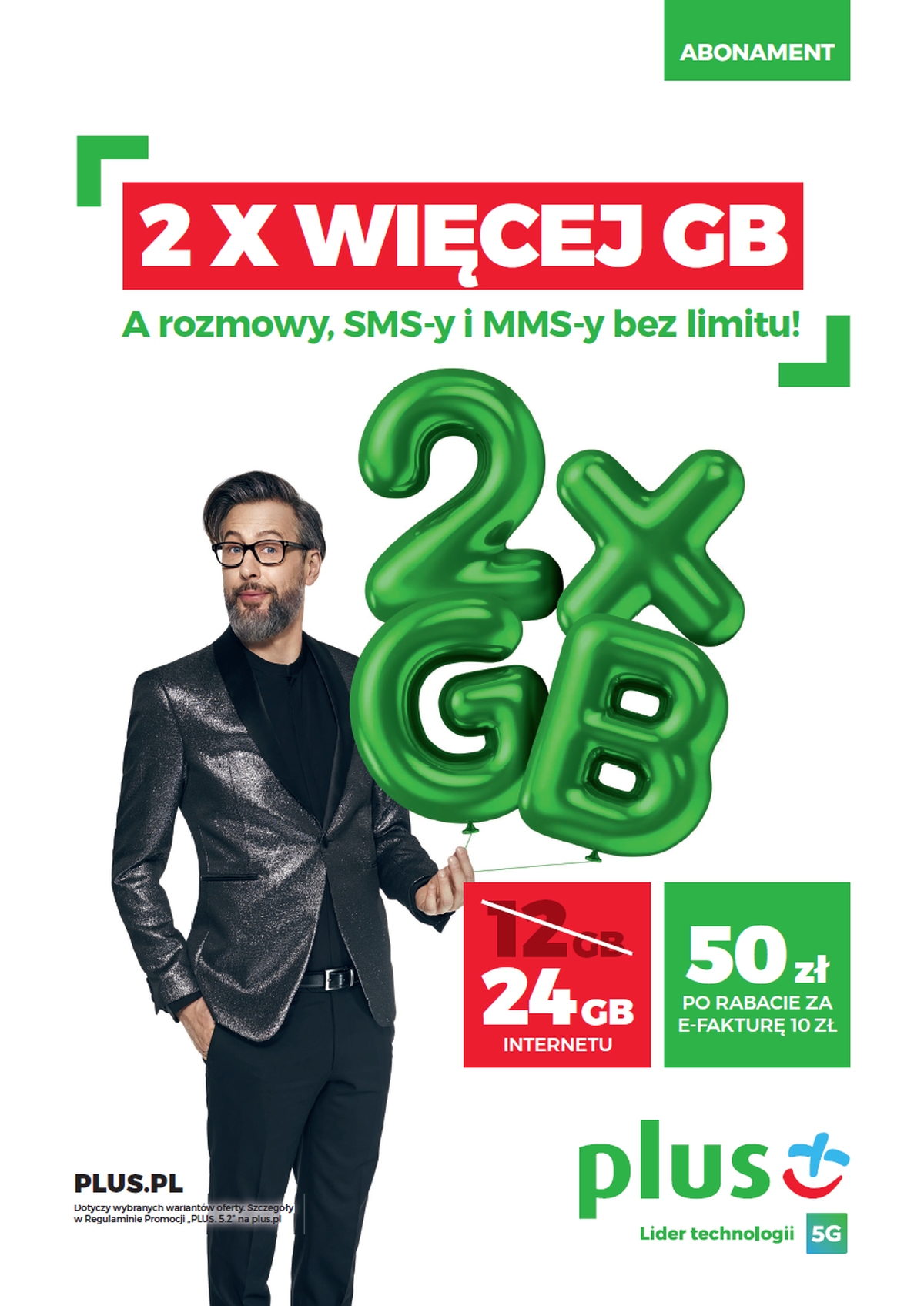Plus abonament z podwójną liczbą gigabajtów