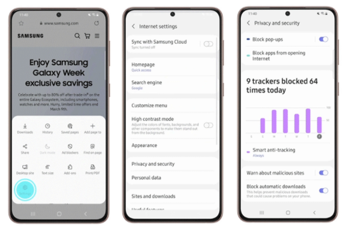 Samsung Internet 14.0 beta ma ulepszone funkcje prywatności i zabezpieczeń