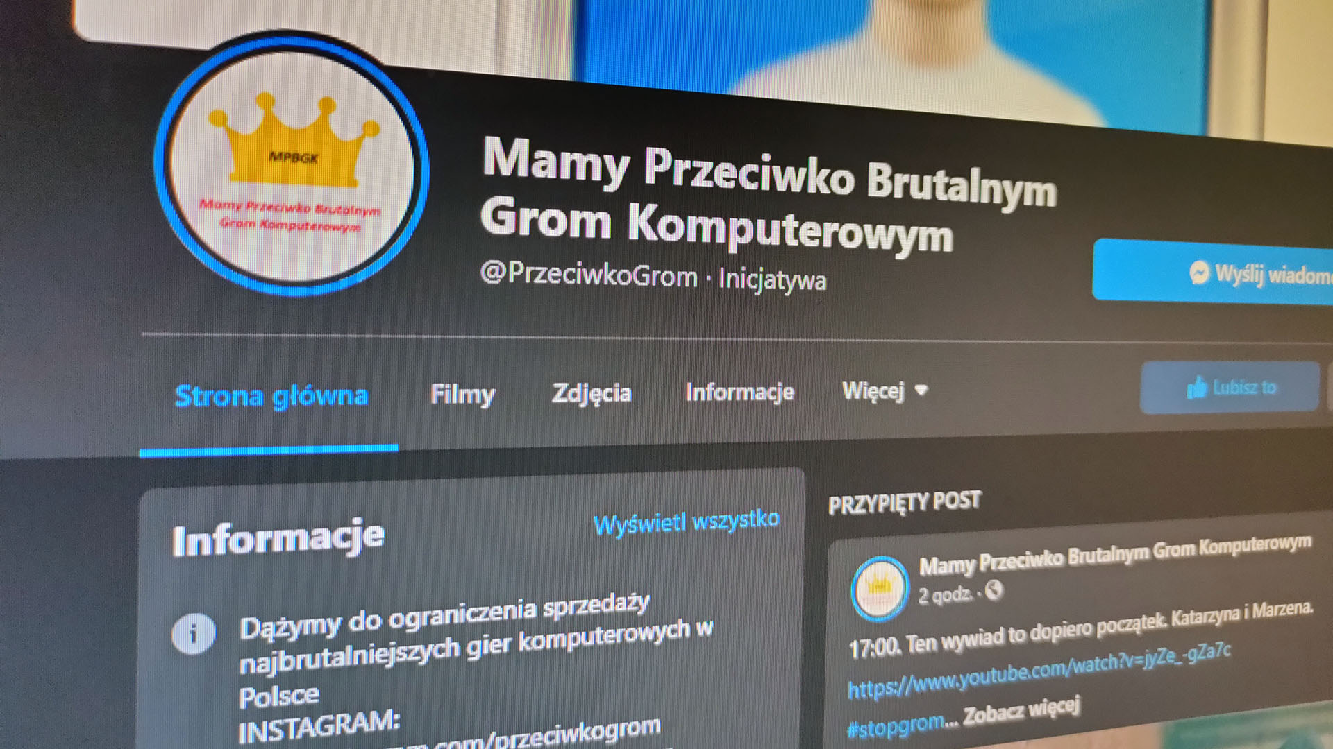 Śledziłeś profil Mamy Przeciwko Brutalnym Grom Komputerowym? No to dałeś się nabrać