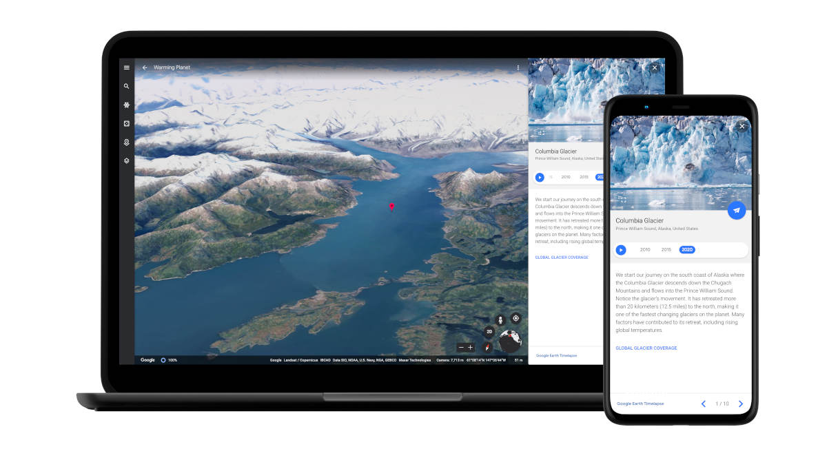 Timelapse w 	Google Earth pozwala zaobserwować, jak Ziemia zmieniała się na przestrzeni lat