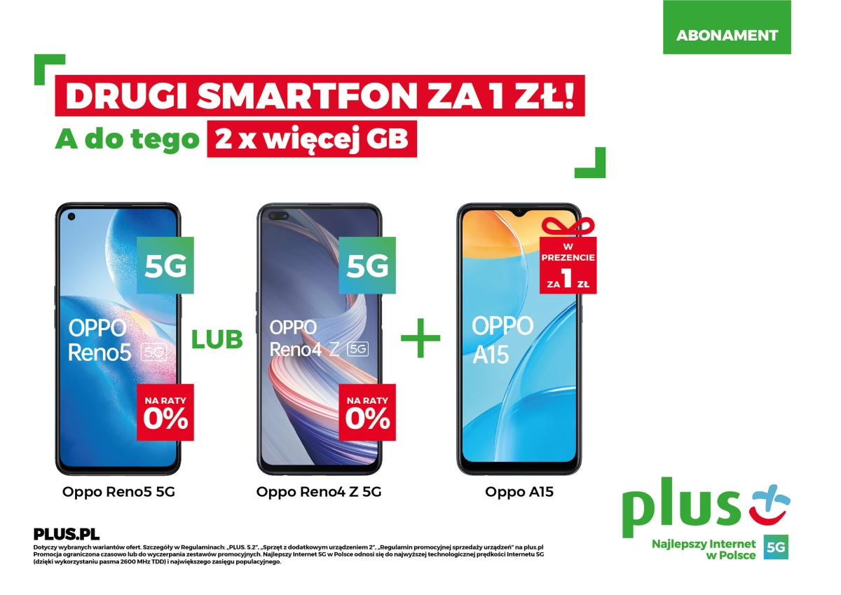 Plus na wiosnę: drugi smartfon za 1 zł i dwa razy więcej gigabajtów w abonamencie