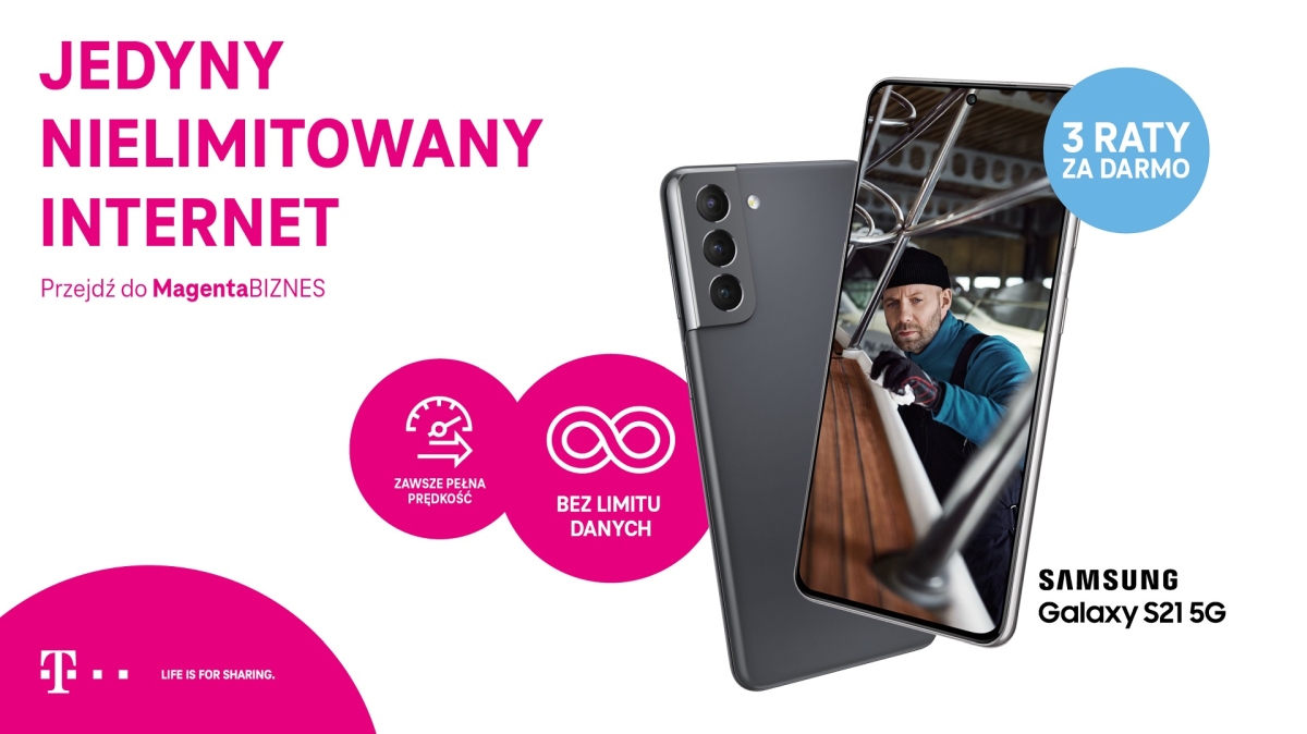 T-Mobile: Trzy bezpłatne raty za Samsunga Galaxy S21 5G w ofercie MagentaBIZNES