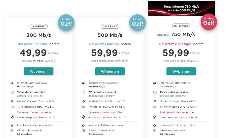 UPC startuje z nową ofertą: internet 750 Mb/s i dekoder 4K w pakietach z usługami za 0 zł do dwóch miesięcy