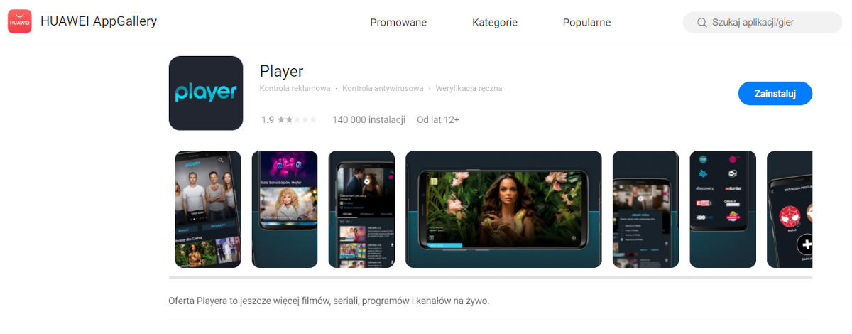 Aplikacja Player jest już w wersji HMS, dla wszystkich urządzeń Huawei