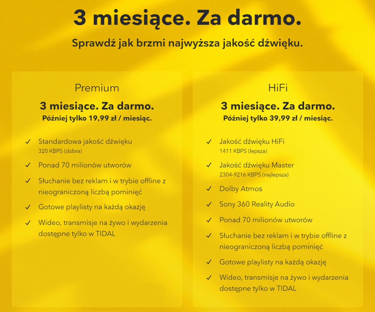 Promocja TIDAL: 3 miesiące subskrypcji za darmo