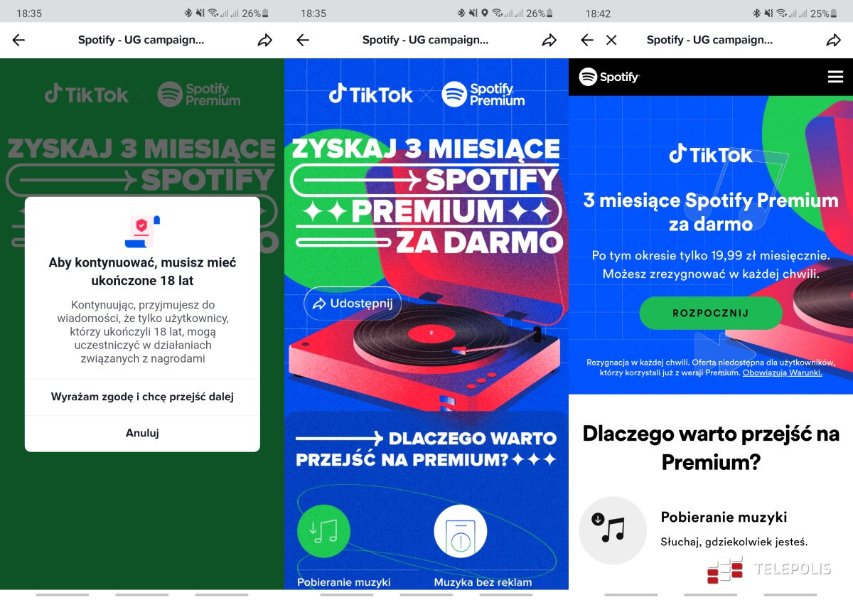 TikTok rozdaje darmowe subskrypcje Spotify Premium