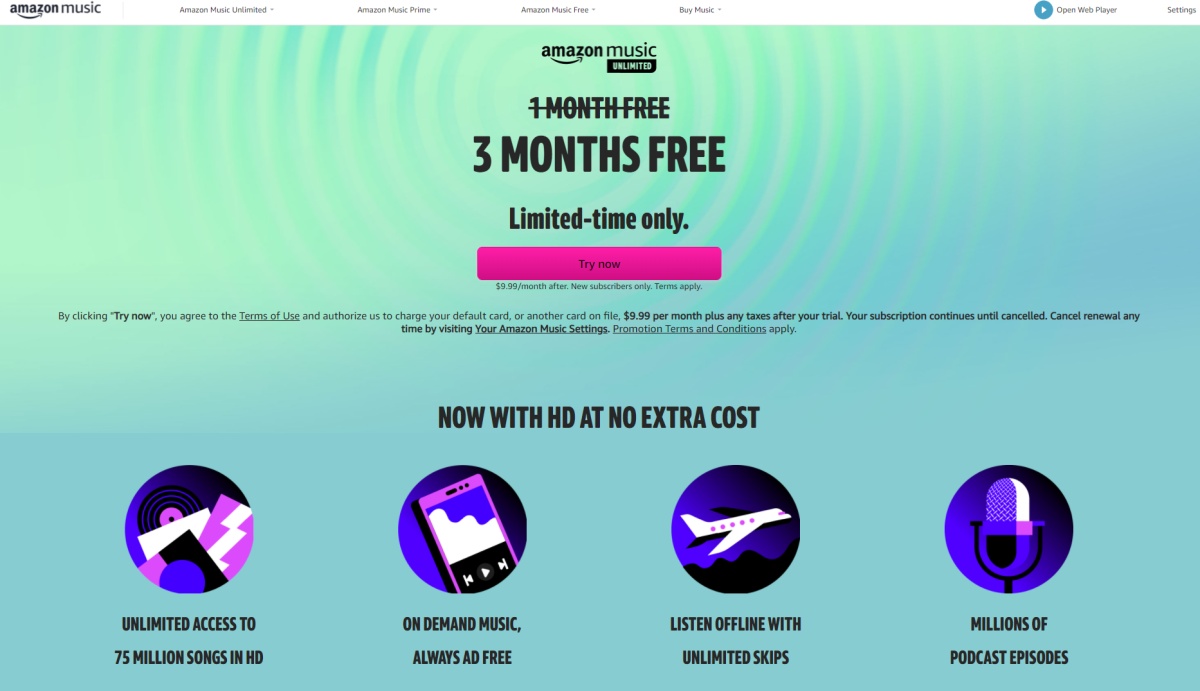 Amazon Music Unlimited za darmo na 3 miesiące