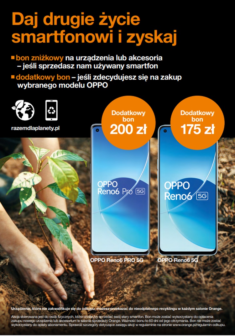 Orange: odsprzedaj stary smartfon i zdobądź bonus na nowe Oppo