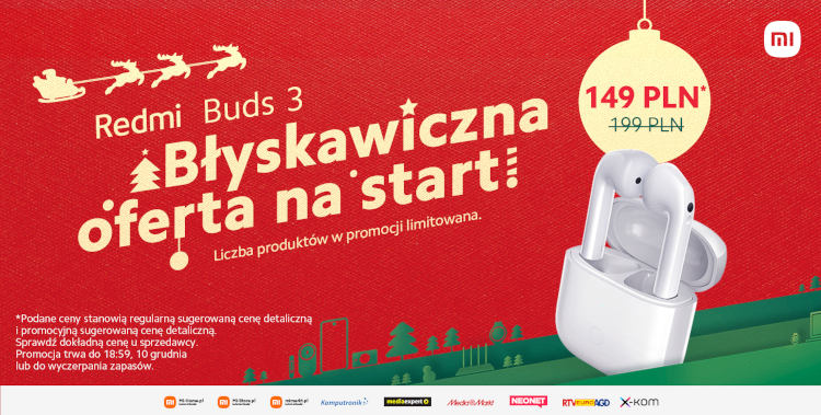 Xiaomi: szybka promocja na słuchawki Redmi Buds 3 i opaskę Redmi Smart Band Pro