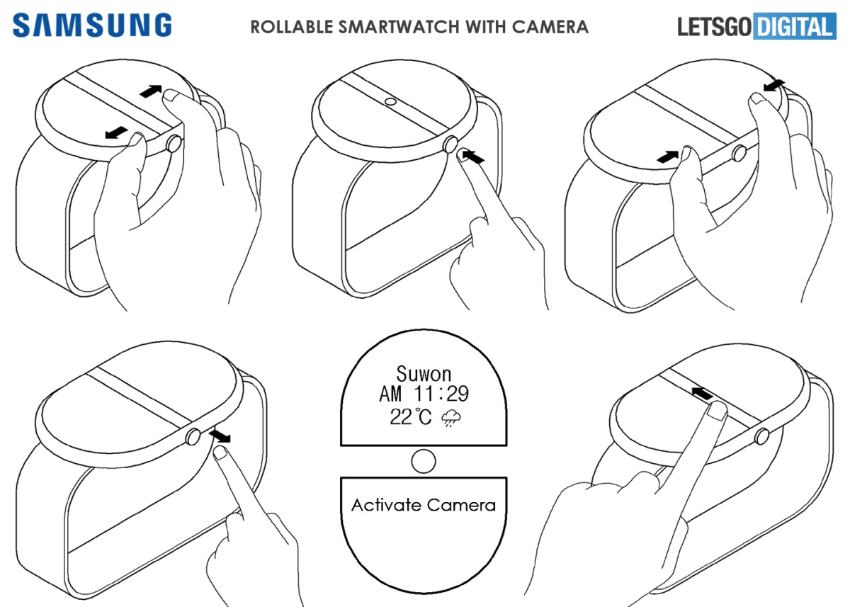 Samsung  patentuje zwijany smartwatch z aparatem
