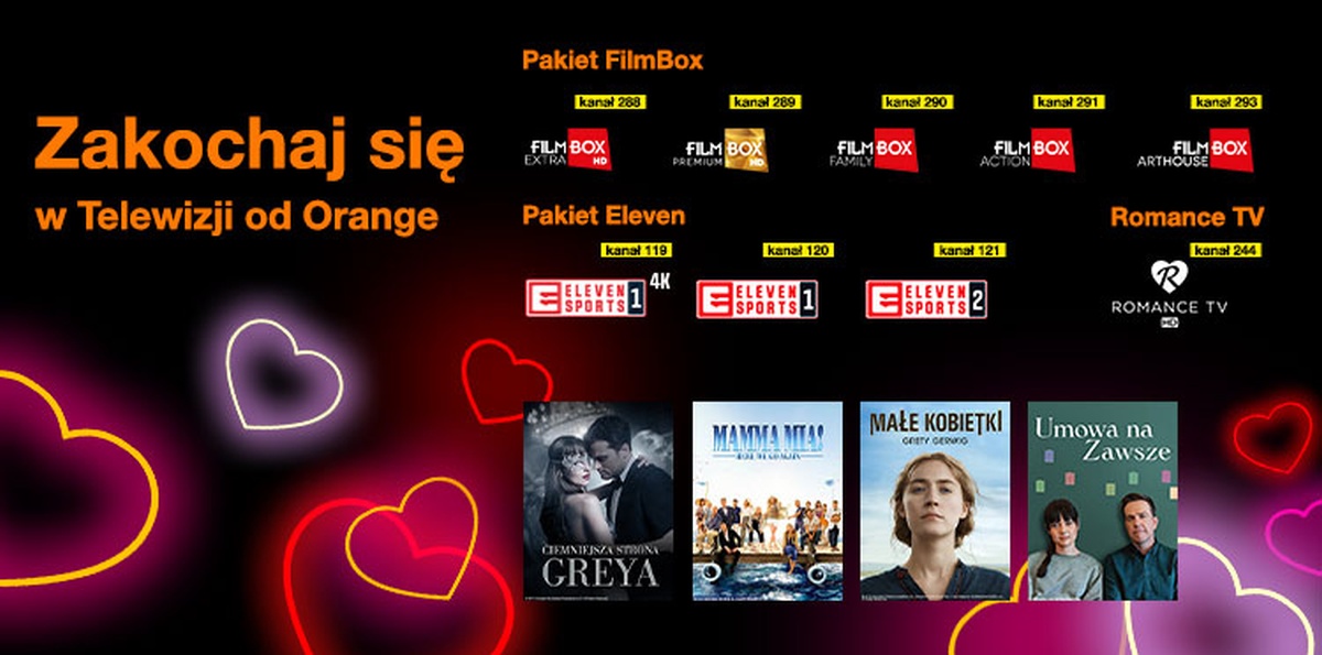 Orange TV na walentynki: odkodowane kanały i filmy w niższych cenach