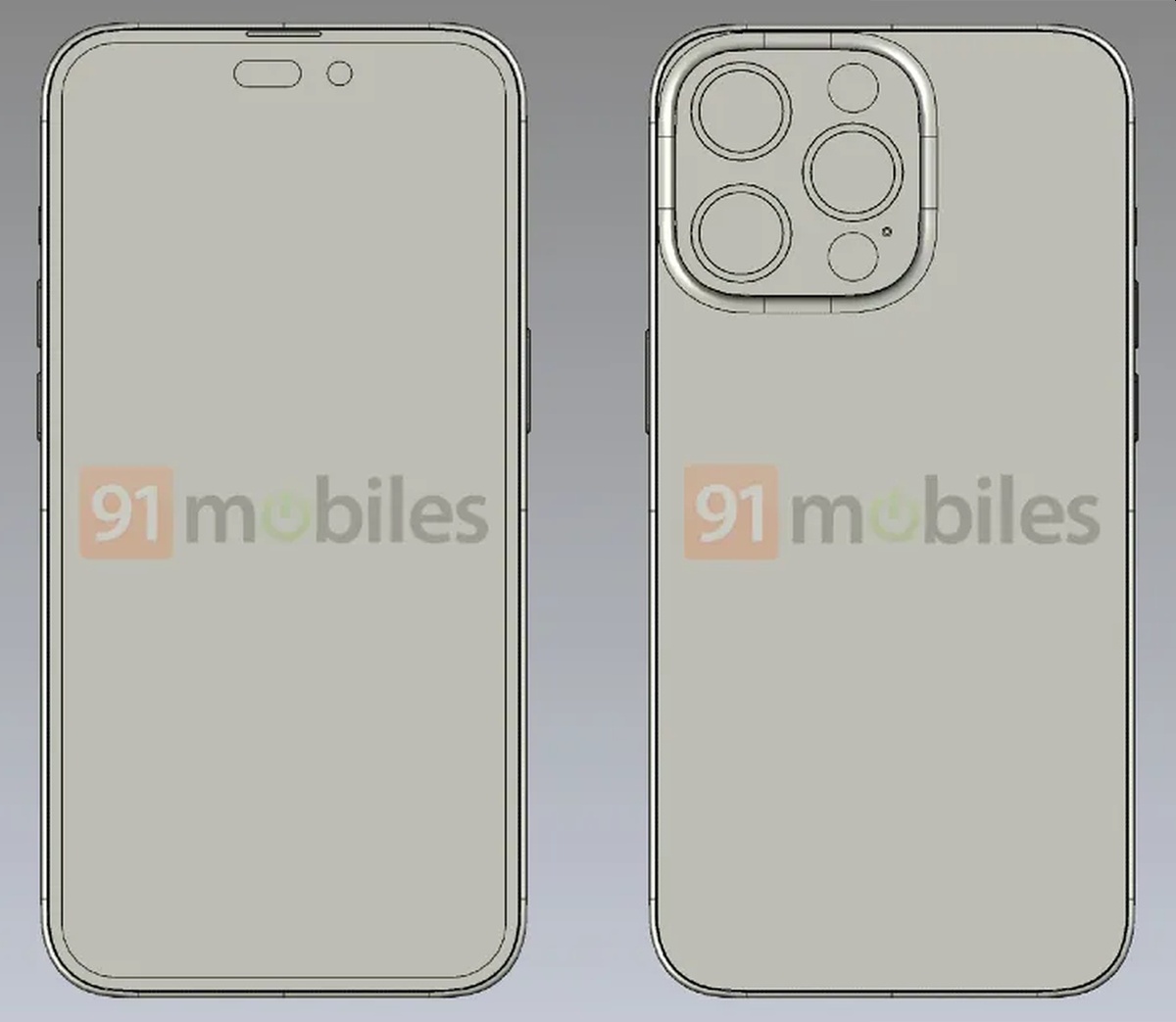 iPhone 14 i iPhone 14 Pro na renderach CAD