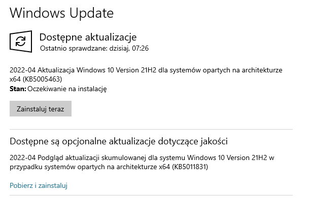 Warto zainstalować aktualizacje Windows 10. Naprawia aż 26 błędów