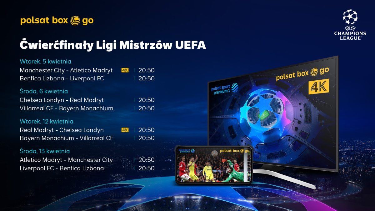 W Polsat Box Go obejrzysz ćwierćfinały Ligi Mistrzów UEFA