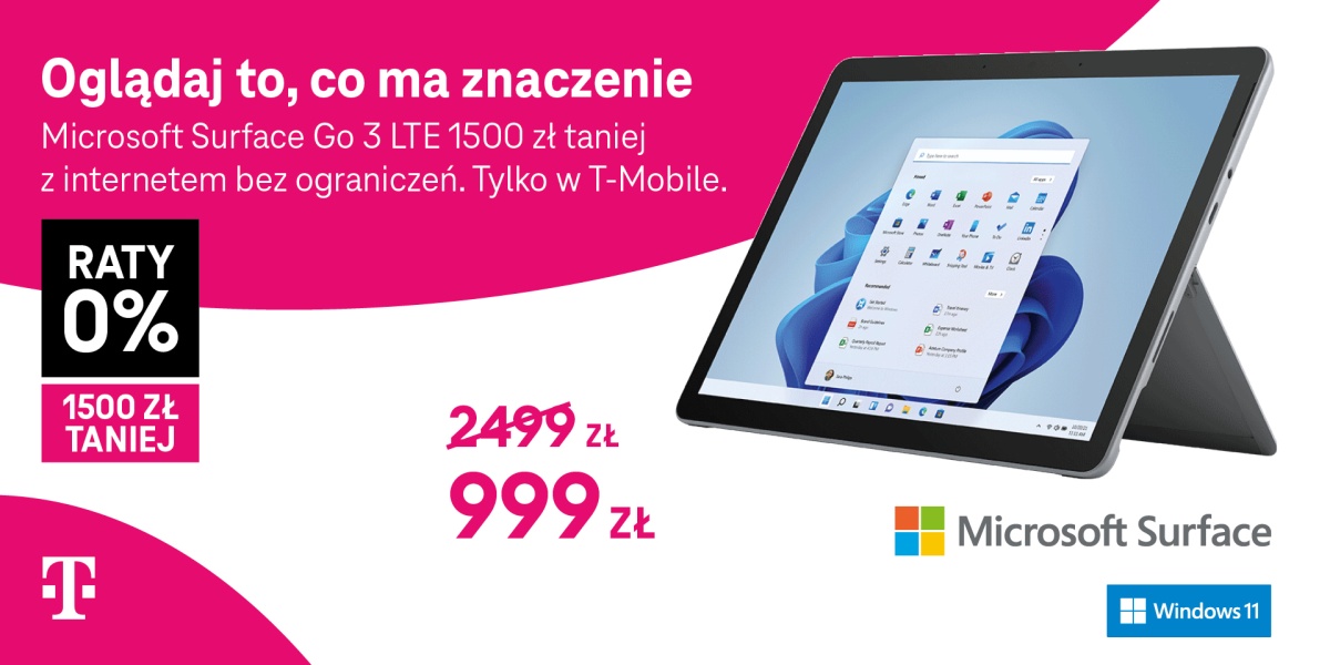 W T-Mobile Surface Go 3 LTE kosztuje teraz o 1500 zł mniej