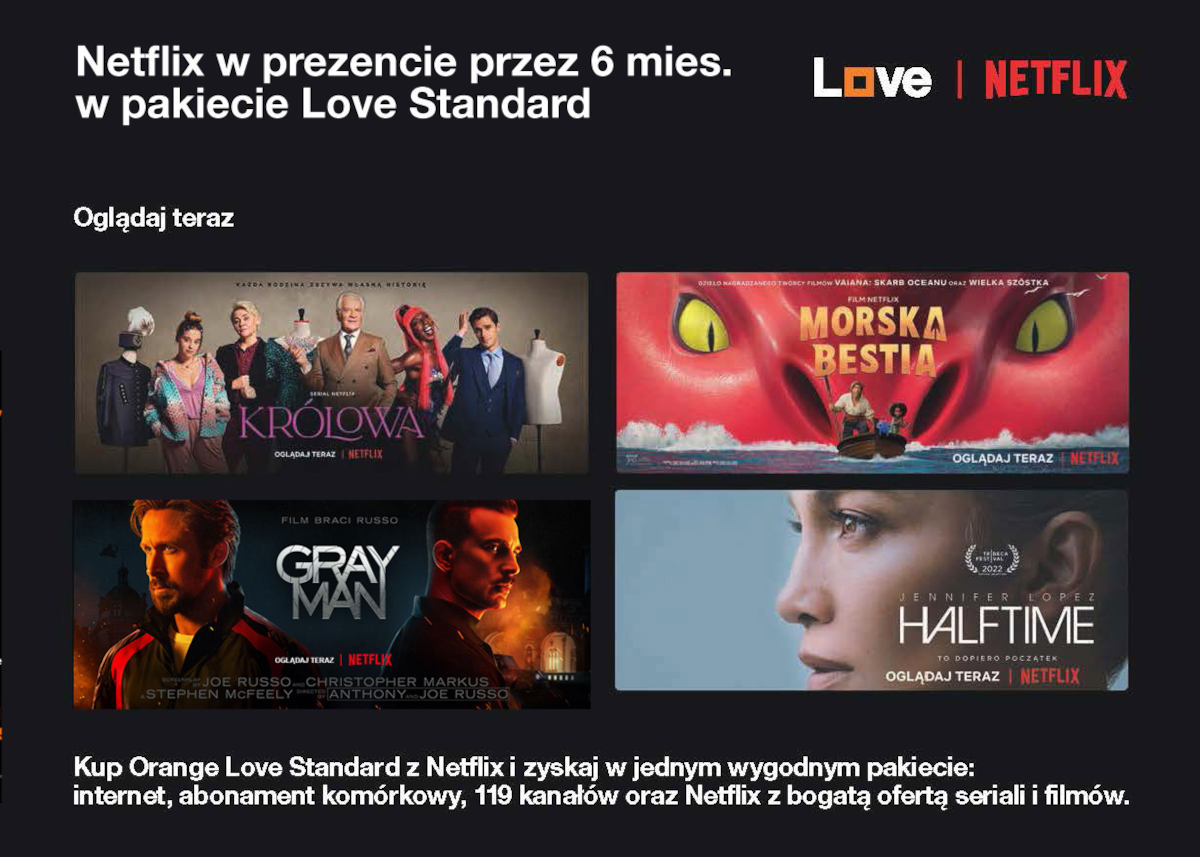 Orange: Netflix za darmo na 6 miesięcy
