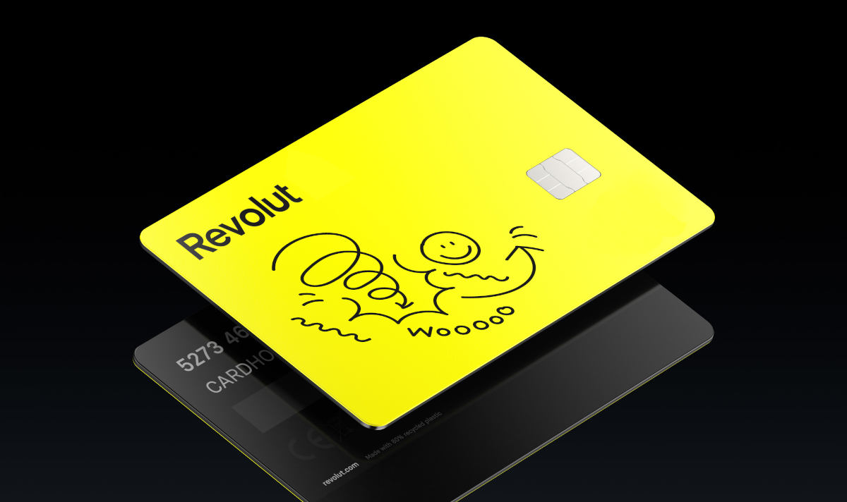 Revolut ma nową aplikację, żółte konto i karty z rysunkami