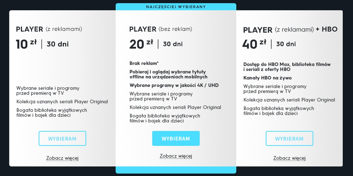 Player.pl ma wyższe ceny pakietów. Tanio już było