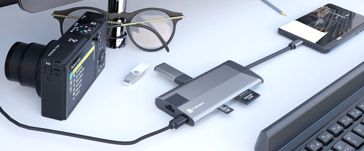 Natec Fowler Plus: gigabitowy multiport USB-C z ośmioma portami