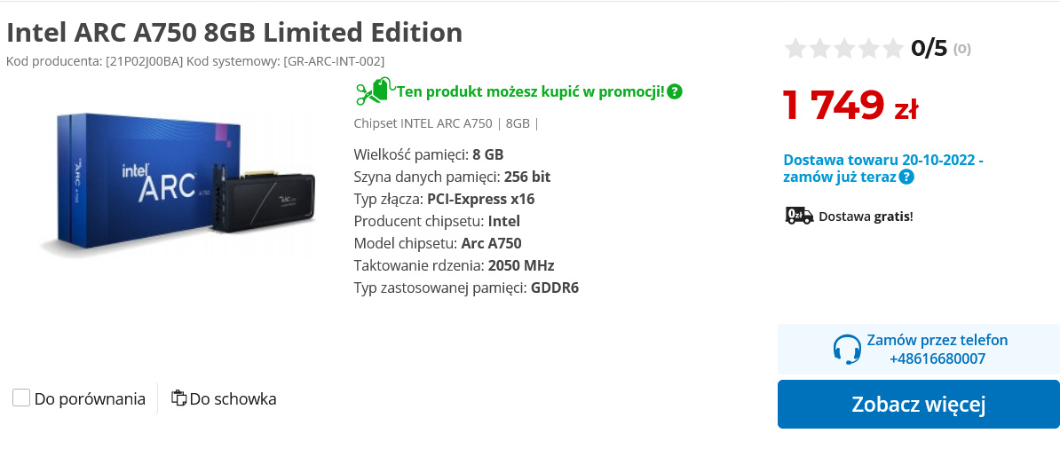 Intel Arc A770 i A750 dociera do Polski. Znamy ceny