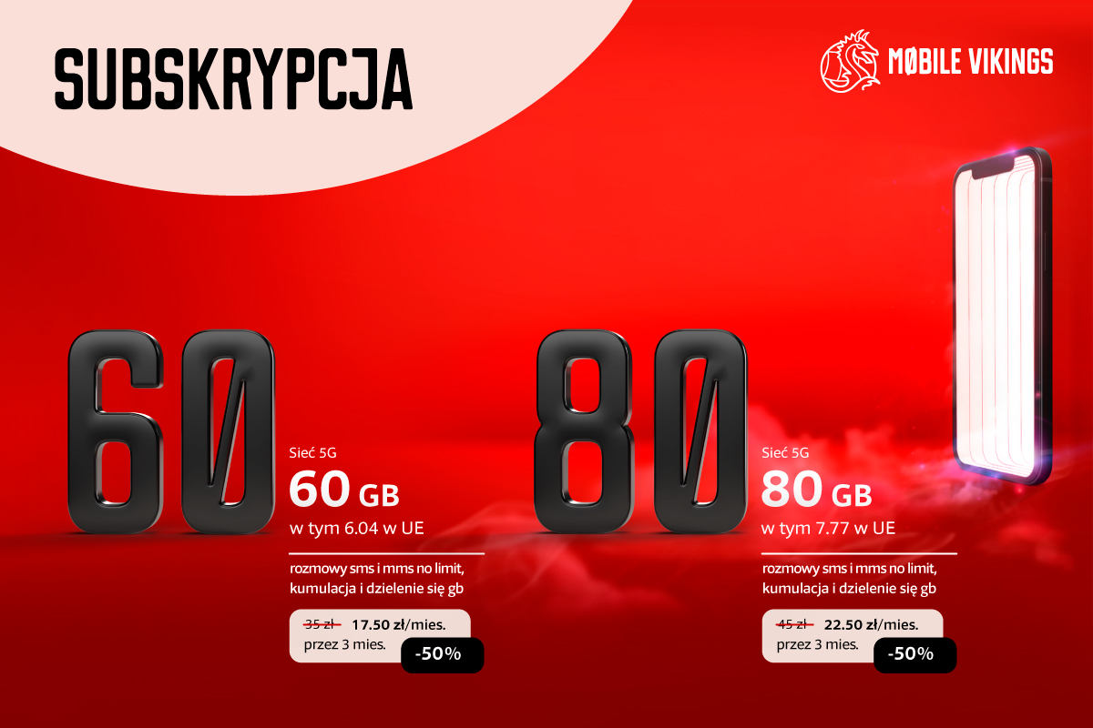 Mobile Vikings wprowadza subskrypcję z 5G. Do tego daje wielkie paczki GB