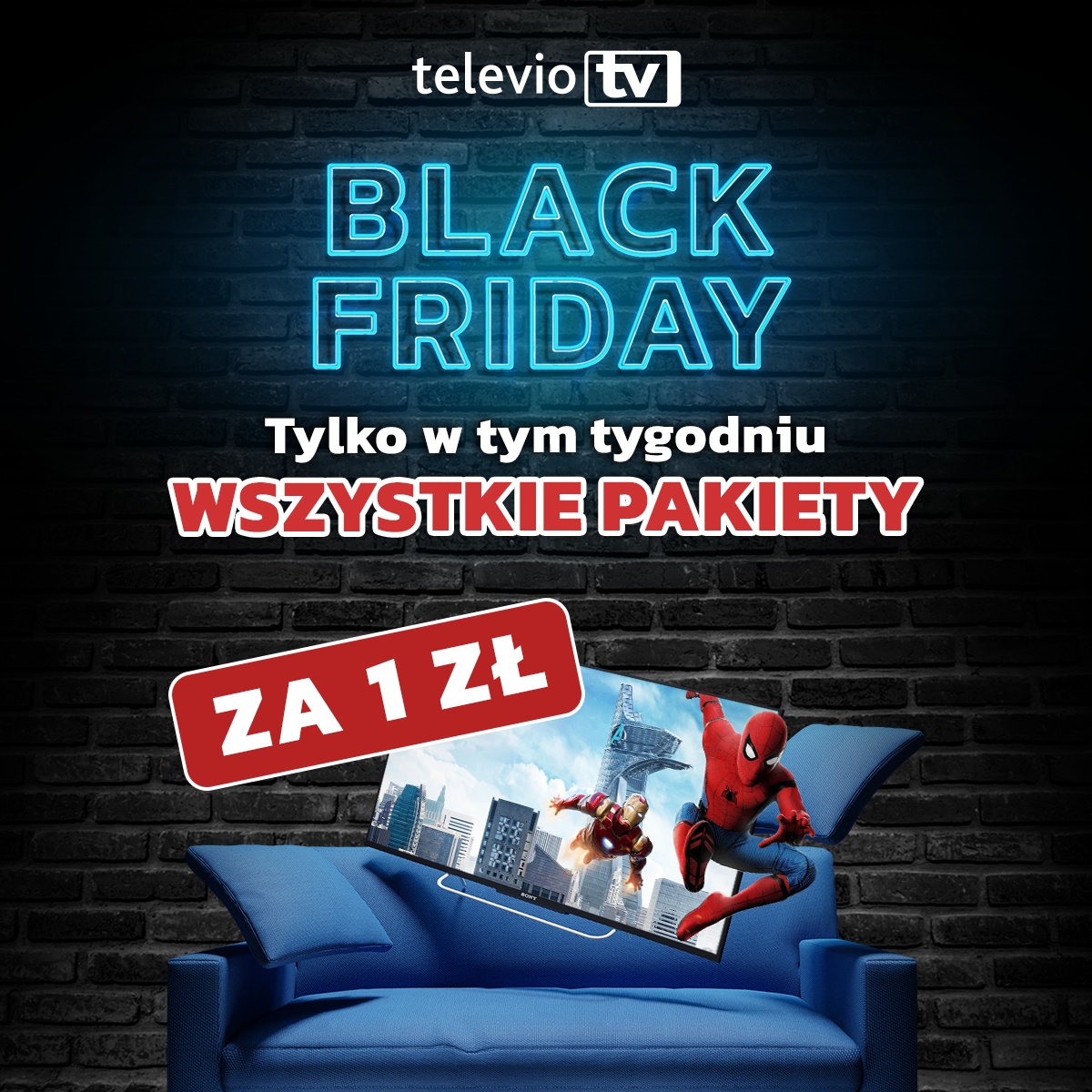 Black Friday w Televio to wszystkie pakiety za 1 zł