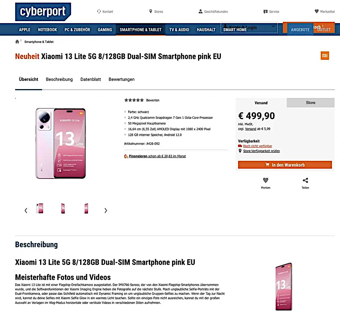 Xiaomi 13 Lite bez tajemnic. Znamy cenę