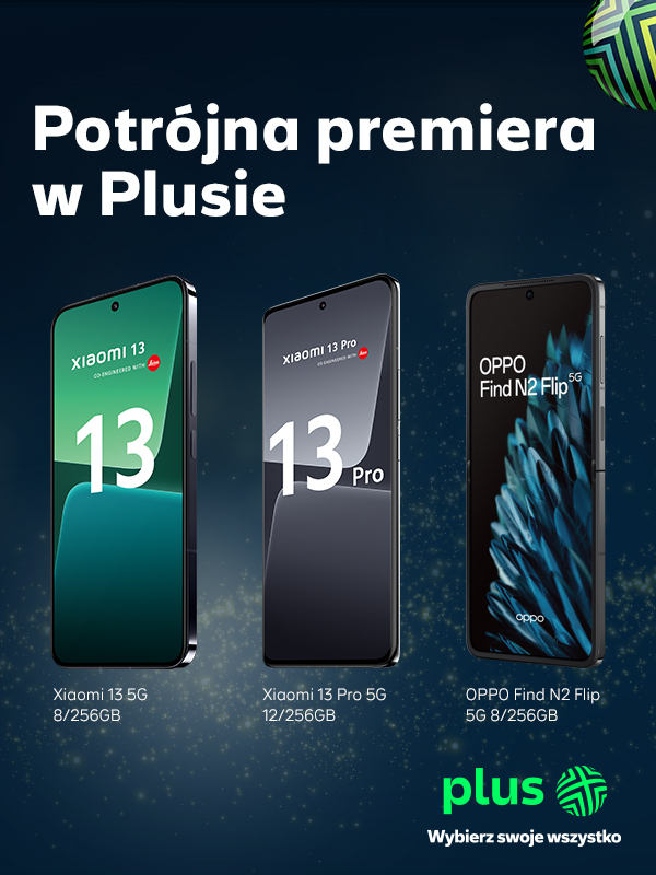 Plus wprowadza Xiaomi 13, 13 Pro i składany smartfon Oppo Find N2 Flip