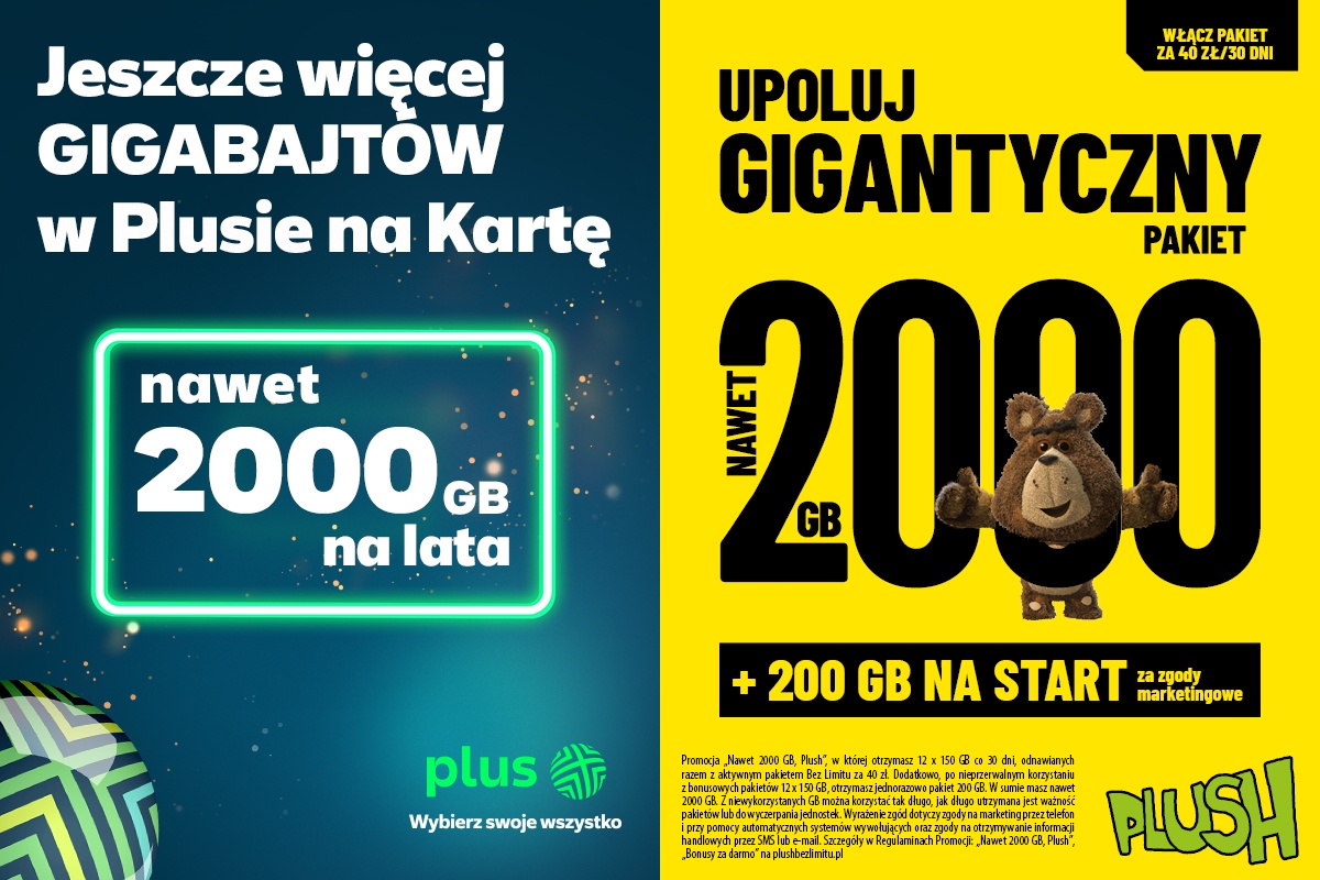 Plus szaleje. Nawet 2000 GB do zgarnięcia