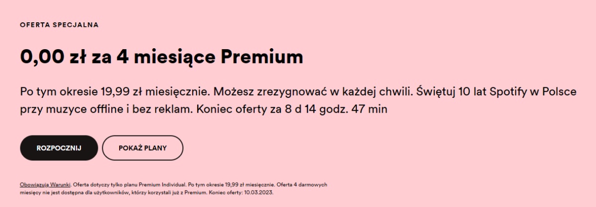 Spotify Premium na 4 miesiące za darmo. Jest jeden haczyk