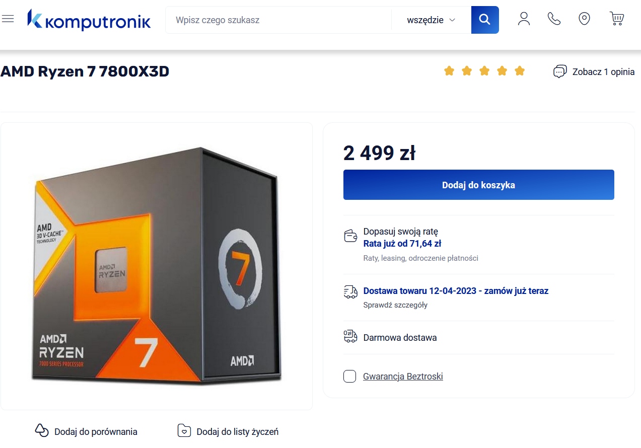 Procesor AMD Ryzen 7 7800X3D w Polsce. Gdzie kupić i za ile?